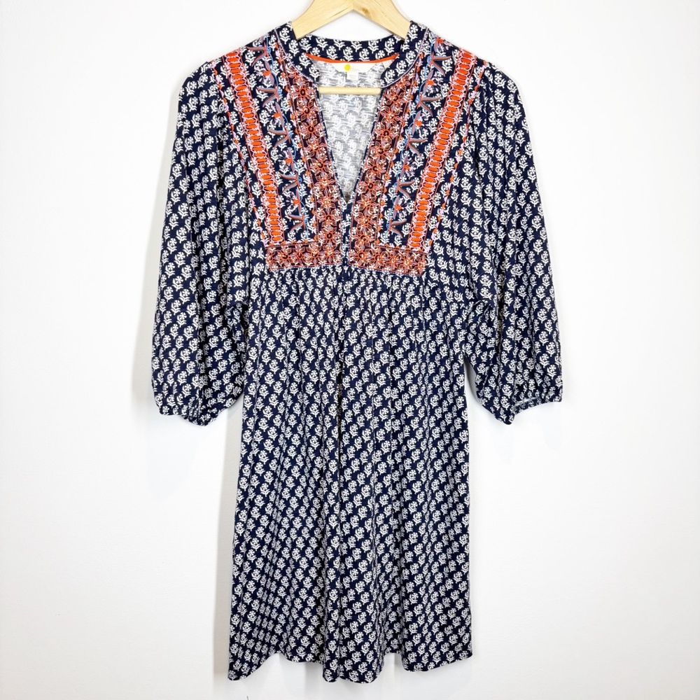 Boden Embroidered Flowy Jersey Dress